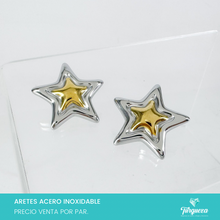 Load image into Gallery viewer, Arete Estrella Bitono 2.5cm Acero Inoxidable
