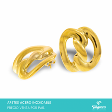 Cargar imagen en el visor de la galería, Arete Ondulado Dorado (3cm) Acero Inoxidable
