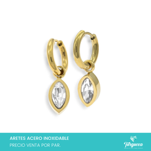 Load image into Gallery viewer, Arete Hoop Zirconia 2.5cm Dorado Acero Inoxidable
