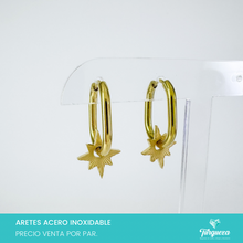 Load image into Gallery viewer, Arete Hoop Oval Destello Dorado (2.5cm) Acero Inoxidable
