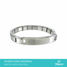 Load image into Gallery viewer, Pulsera Tipo Italiana con Placa PlateadoAcero Inoxidable
