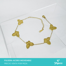 Cargar imagen en el visor de la galería, Pulsera Dupe Vc Mariposa Doble Cara Dorada Acero Inoxidable
