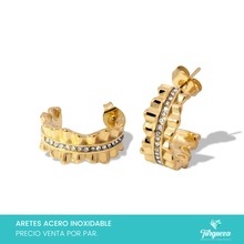Cargar imagen en el visor de la galería, Arete Zirconias Dorado (1.5cm) Acero Inoxidable
