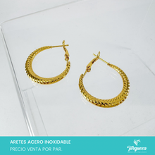 Load image into Gallery viewer, Arete Arracada trenza Dorado (2.5cm) Acero Inoxidable
