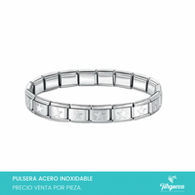 Load image into Gallery viewer, Pulsera Tipo Italiana Estrellas (18 charms 8mm x 1cm) Acero Inoxidable
