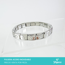 Load image into Gallery viewer, Pulsera Tipo Italiana Estrellas (18 charms 8mm x 1cm) Acero Inoxidable
