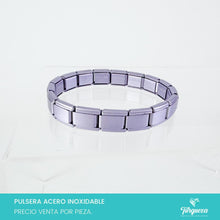 Load image into Gallery viewer, Pulsera Tipo Italiana Lila Mate (18 charms 8mm x 1cm) Acero Inoxidable
