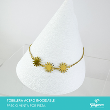 Cargar imagen en el visor de la galería, Pulsera Tobillera Soles Dorado Acero Inoxidable
