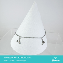 Cargar imagen en el visor de la galería, Pulsera Tobillera Cola Ballenas Plateado Acero Inoxidable
