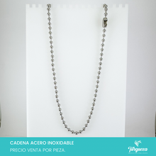 Cargar imagen en el visor de la galería, Cadena Bola Plateado (70cm-6mm) Acero Inoxidable
