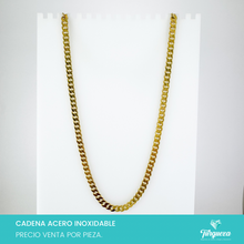 Cargar imagen en el visor de la galería, Cadena Cubana Dorada XL (70cm-8mm) Acero Inoxidable
