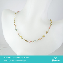 Cargar imagen en el visor de la galería, Collar Choker Ojos Multicolor Pastel Dorado Acero Inoxidable
