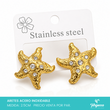 Load image into Gallery viewer, Arete Estrellas Zirconias 2.5cm Acero Inoxidable
