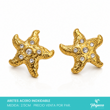 Load image into Gallery viewer, Arete Estrellas Zirconias 2.5cm Acero Inoxidable
