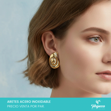 Cargar imagen en el visor de la galería, Arete Bitono 3cm Acero Inoxidable
