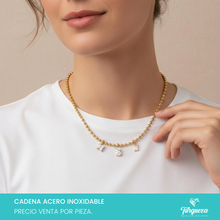 Cargar imagen en el visor de la galería, Collar Balin con Dijes Zirconias Dorado Acero Inoxidable
