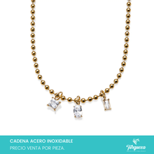 Cargar imagen en el visor de la galería, Collar Balin con Dijes Zirconias Dorado Acero Inoxidable
