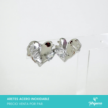 Cargar imagen en el visor de la galería, Arete Corazon Zirconia Acero Inoxidable
