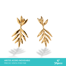 Load image into Gallery viewer, Arete Hojas 4cm Acero Inoxidable
