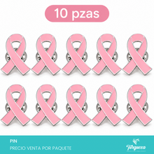 Cargar imagen en el visor de la galería, Pack 10 Pines Prendedores Lazo rosa
