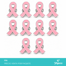 Cargar imagen en el visor de la galería, Pack 10 Pines Prendedores Lazo rosa
