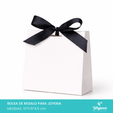 Cargar imagen en el visor de la galería, Pack 50 Envolturas de Regalo Blanco con Moño Negro (10x11.5x4.5cm)
