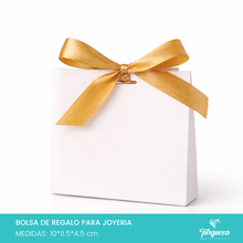 Cargar imagen en el visor de la galería, Pack 50 Envolturas de Regalo Blanco con Moño Dorado (10x11.5x4.5cm)
