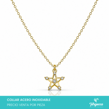 Load image into Gallery viewer, Collar Estrella Zirconias Dorado Acero Inoxidable
