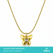 Cargar imagen en el visor de la galería, Collar Mariposa Zirconia Dorado Acero Inoxidable
