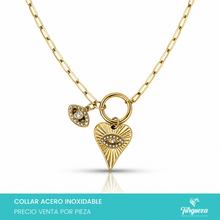 Cargar imagen en el visor de la galería, Collar Ojo Zirconias Dorado Acero Inoxidable
