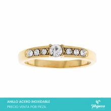 Load image into Gallery viewer, Anillo Zirconias Dorado Acero Inoxidable

