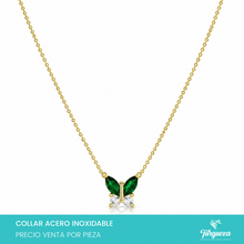 Load image into Gallery viewer, Collar Mariposa Zirconias Dorado Acero Inoxidable
