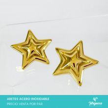 Load image into Gallery viewer, Arete Estrella 2.5cm Dorado Acero Inoxidable
