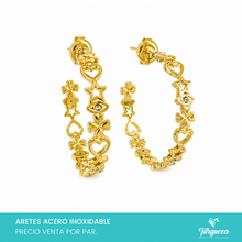 Cargar imagen en el visor de la galería, Arete Arracada Suerte 3cm Acero Inoxidable
