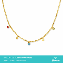 Cargar imagen en el visor de la galería, Collar Zirconias Colores Dorado Acero Inoxidable
