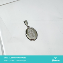 Cargar imagen en el visor de la galería, Dije Medalla Virgen Plateado (1.5cm) Acero Inoxidable

