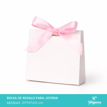 Cargar imagen en el visor de la galería, Pack 50 Envolturas de Regalo Blanco con Moño Rosa (10x11.5x4.5cm)
