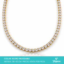 Cargar imagen en el visor de la galería, Collar Tenis Zirconias Dorado Acero Inoxidable
