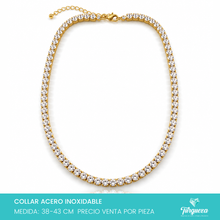 Cargar imagen en el visor de la galería, Collar Tenis Zirconias Dorado Acero Inoxidable
