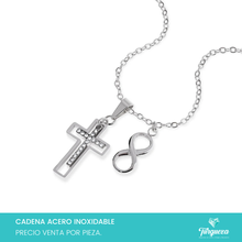 Cargar imagen en el visor de la galería, Collar Cruz Infinito Plateado Acero Inoxidable
