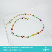 Cargar imagen en el visor de la galería, Pulsera Tobillera Ojos Multicolor Dorado Acero Inoxidable
