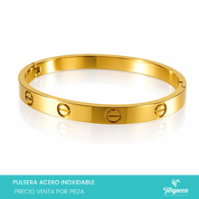 Cargar imagen en el visor de la galería, Brazalete Love Tornillo Dorado Acero Inoxidable
