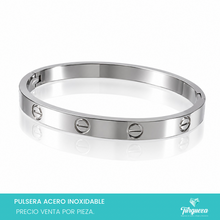 Cargar imagen en el visor de la galería, Brazalete Love Tornillo Plateada Acero Inoxidable
