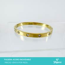 Load image into Gallery viewer, Brazalete Love Zirconias Dorado Acero Inoxidable
