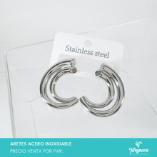 Load image into Gallery viewer, Arete Plateado (3cm) Acero Inoxidable
