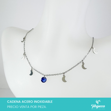 Cargar imagen en el visor de la galería, Collar Dijes Lunas Plateado Acero Inoxidable
