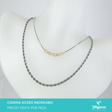Cargar imagen en el visor de la galería, Collar Doble Torsal Perla de Rio Plateado Acero Inoxidable
