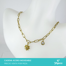 Load image into Gallery viewer, Collar Sol + Zirconia Dorado Acero Inoxidable
