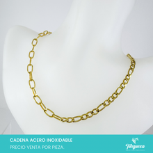 Load image into Gallery viewer, Cadena Forzada y Carter Dorado (45cm-7mm) Acero Inoxidable

