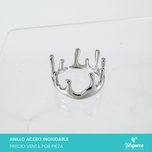 Load image into Gallery viewer, Anillo Corona Plateado Acero Inoxidable
